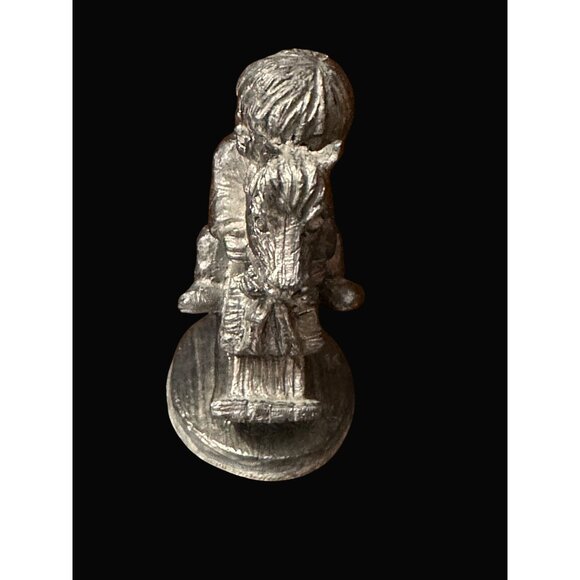 Michael Ricker Pewter Figurine Of Child On Rocking Horse - Picture 3 of 7